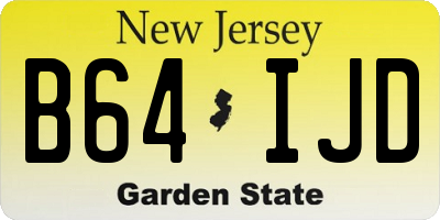 NJ license plate B64IJD