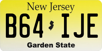 NJ license plate B64IJE