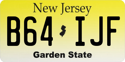 NJ license plate B64IJF
