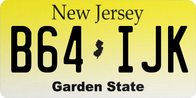NJ license plate B64IJK