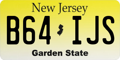 NJ license plate B64IJS