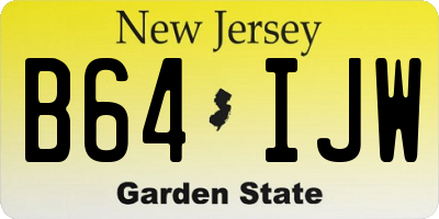 NJ license plate B64IJW