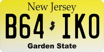 NJ license plate B64IKO