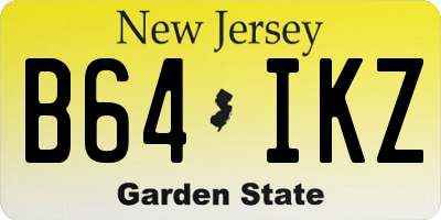 NJ license plate B64IKZ