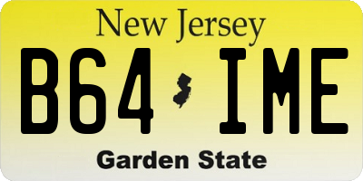 NJ license plate B64IME