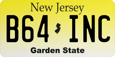 NJ license plate B64INC