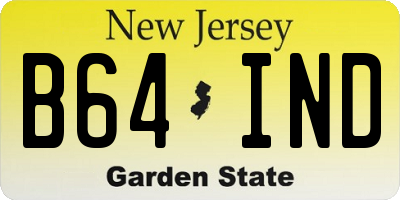 NJ license plate B64IND