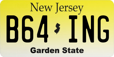 NJ license plate B64ING