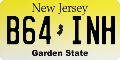 NJ license plate B64INH