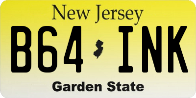 NJ license plate B64INK