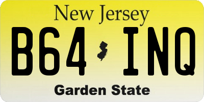 NJ license plate B64INQ