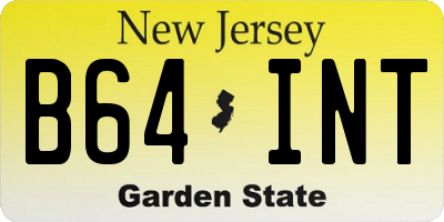 NJ license plate B64INT