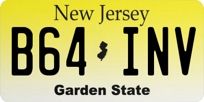 NJ license plate B64INV