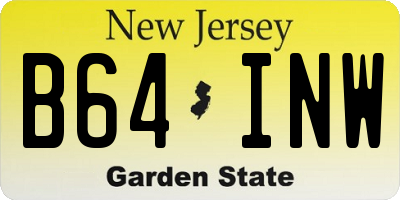 NJ license plate B64INW