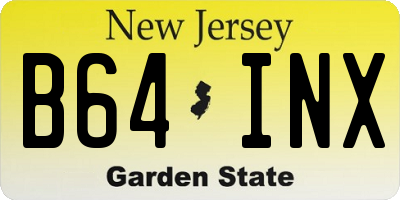 NJ license plate B64INX