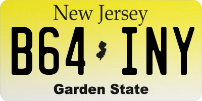 NJ license plate B64INY