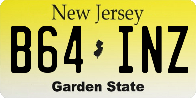 NJ license plate B64INZ