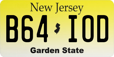 NJ license plate B64IOD