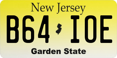 NJ license plate B64IOE
