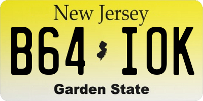 NJ license plate B64IOK
