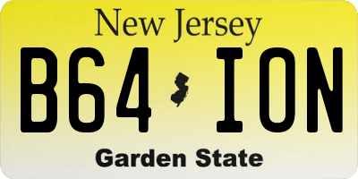NJ license plate B64ION