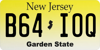 NJ license plate B64IOQ