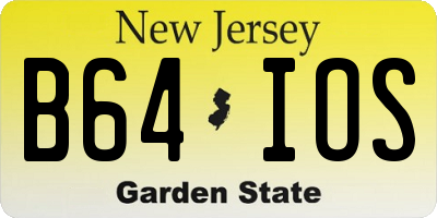 NJ license plate B64IOS
