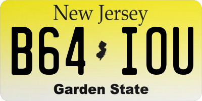 NJ license plate B64IOU