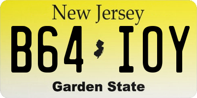 NJ license plate B64IOY