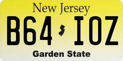 NJ license plate B64IOZ