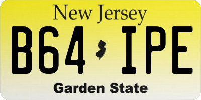 NJ license plate B64IPE