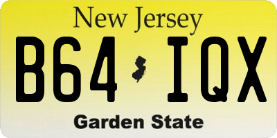 NJ license plate B64IQX