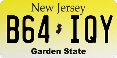 NJ license plate B64IQY