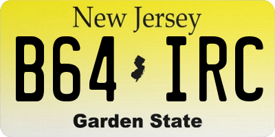 NJ license plate B64IRC