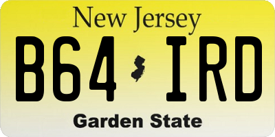 NJ license plate B64IRD