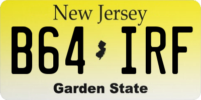 NJ license plate B64IRF