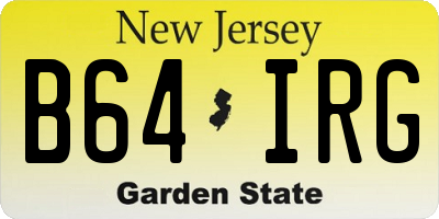 NJ license plate B64IRG