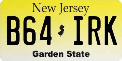 NJ license plate B64IRK