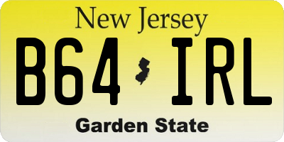 NJ license plate B64IRL