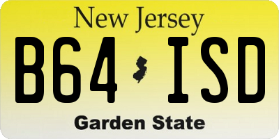 NJ license plate B64ISD