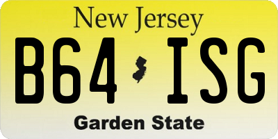 NJ license plate B64ISG