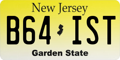 NJ license plate B64IST