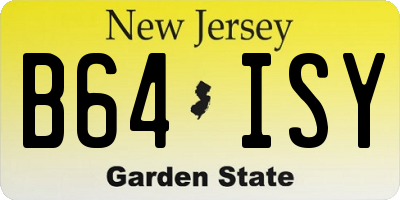 NJ license plate B64ISY