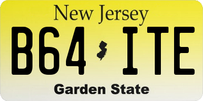 NJ license plate B64ITE