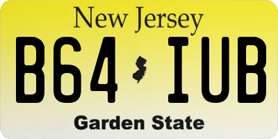 NJ license plate B64IUB