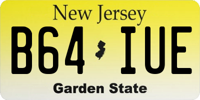 NJ license plate B64IUE
