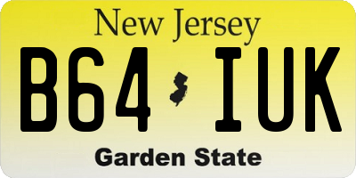 NJ license plate B64IUK