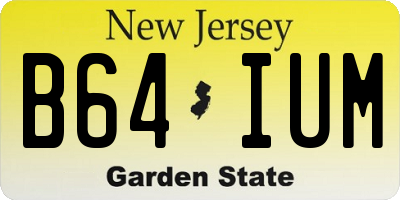 NJ license plate B64IUM