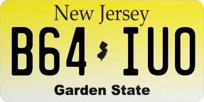 NJ license plate B64IUO