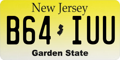 NJ license plate B64IUU